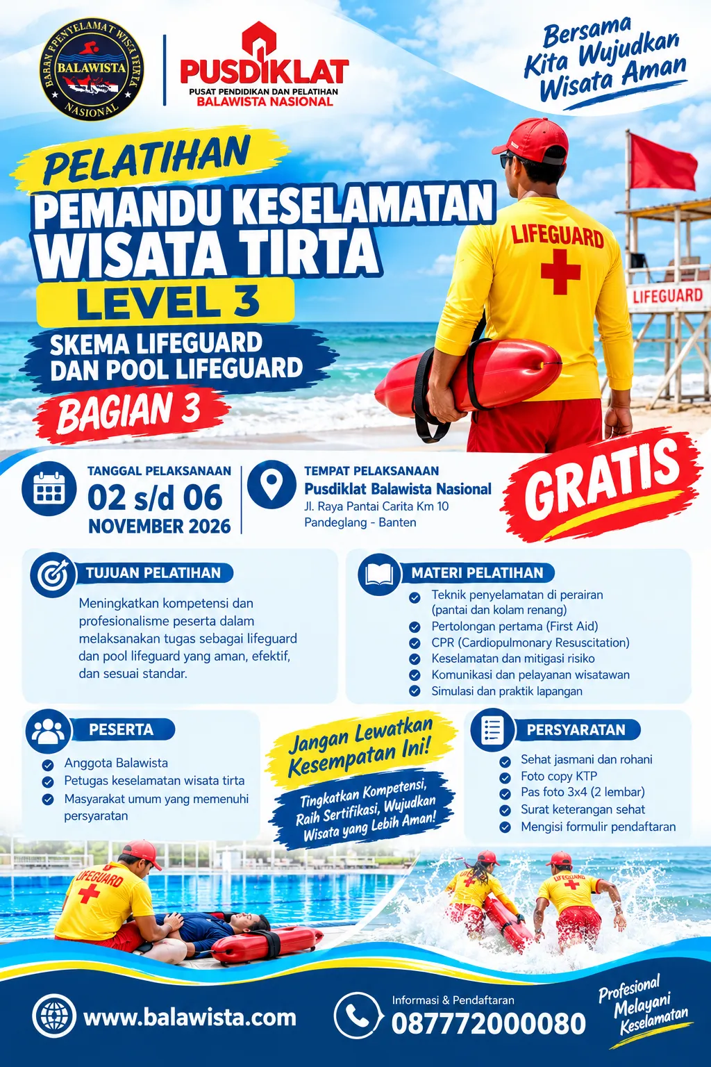 PELATIHAN PEMANDU KESELAMATAN WISATA TIRTA BATCH 3 KEMBALI DIBUKA